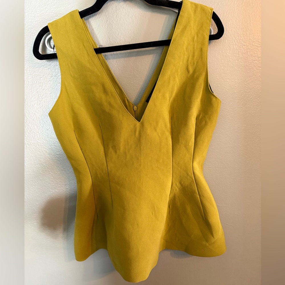 Zara Mustard V-Neck Sleeveless Blouse